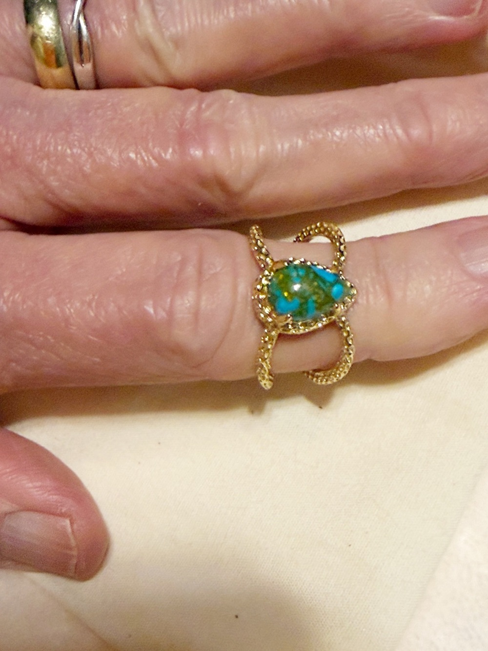 Victoria Emerson Gold Ring with Teardrop Turquoise Stone-Cassidy